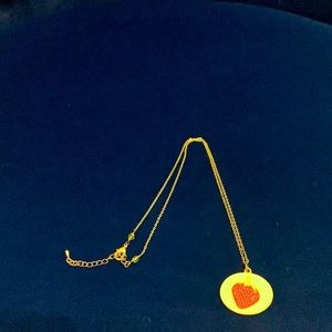EUC Gold and enamel strawberry necklace